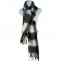 Steve Madden Womenâs Black & White Buffalo Plaid Scarf One Size Oversized Soft