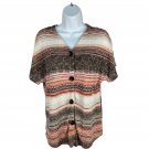 Est. 1946 Womens Button-Front Striped Sweater Top Medium Multi-Color Lightweight