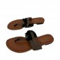 Talbots Womens Braided Strap Sandals Size 8.5B Brown & Black Leather Flip Flops