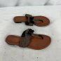 Talbots Womens Braided Strap Sandals Size 8.5B Brown & Black Leather Flip Flops