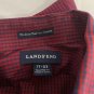 Lands End No Iron Pinpoint Oxford Red Check Shirt 17-33 Tailored Fit Mens XL