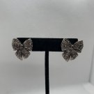 Vintage Silver-Tone Bow Clip-On Earrings Elegant Design