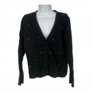 Elle Black Cardigan Womens Large Beaded Embellishment Lightweight Knit Elle Black Cardigan Womens Large Beaded Embellishment Lightweight Knit