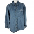 Rivers End Trading Co Womens Denim Button-Up Shirt Women Of Faith Logo Size M
