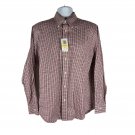 Izod Mens Wrinkle-Free Checkered Button-Down Shirt - 100% Cotton Medium