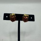Vintage Gold-Tone Christmas Gift Box Clip-On Earrings