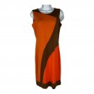 Calvin Klein Sleeveless Colorblock Dress Womens Size 2 Brown Orange Knee Length