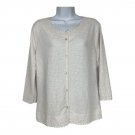 Rebecca Malone Womens Plus Lace Cardigan Size PL Button Front 3/4 Sleeve White