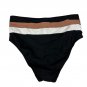 Time And Tru Womens High-Waisted Bikini Bottom Size Small Black Brown Stripe