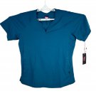 Koi Lite Womens Stretch Scrub Top Caribbean Blue Short Sleeve Size Large