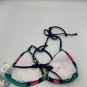 Seekers Womens Bikini Top Sz S Green Pink Navy Striped Adjustable Ties Swimwear