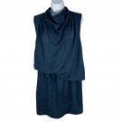 TCEC Womens Sleeveless Draped Cowl Neck Dress Large Polyester Blue