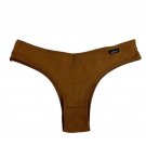 Sweet Womens Ribbed Brown Thong Underwear Stretch Size L New