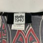 Studio 1940 Womens Empire Waist Top 18/20 Black Red Abstract Print Stretchy Fit