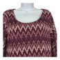 Notations Womens Burgundy Chevron Long Sleeve Tunic Top Size L Scoop Neckline