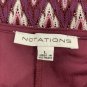 Notations Womens Burgundy Chevron Long Sleeve Tunic Top Size L Scoop Neckline