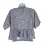 Zara Basic Collection Womens Size M Striped Floral Embroidered Peplum Blouse