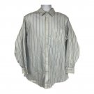 Kirkland Signature Mens 17/34 Slim Fit Button-Up Shirt Striped Non-Iron Blue