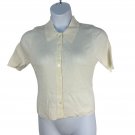 Paige Womens XL Lianne Sweater Ivory Short Sleeve Button-Up Ribbed Cotton Blend