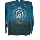 American Fighter Maryland Long Sleeve Hooded Shirt 4X Blue Cotton Blend Mens