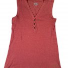 Noble Outfitters Womens Sleeveless Red Henley Shirt Size S Casual Wear
