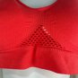 Red Scoop Neck Mesh Back Womens Sports Bra Size L Nylon & Elastane Blend Stretch