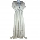 Elegant Shein White Maxi Gown Dress With Lace Trim And V-Neckline - Size M