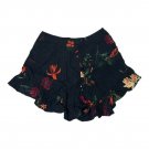 Zara Floral Ruffle Hem Shorts Womens Size XS 100% Viscose Black Multicolor Zara Floral Ruffle Hem Shorts Womens Size XS 100% Viscose Black Multicolor