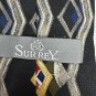 Vintage Surrey Mens 100% Silk Geometric Pattern Tie Black Multicolor Accents