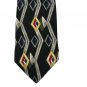 Vintage Surrey Mens 100% Silk Geometric Pattern Tie Black Multicolor Accents