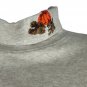 Classic Elements Womens Medium Beige Mock Neck Pumpkin Embroidered Shirt