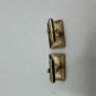 Vintage Gold Tone Rectangular Cufflinks With Textured Design & Scalloped Edge