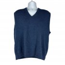 Janzen Mens XL Navy Blue Knit Sleeveless Sweater Vest Vintage V Neck Made In USA