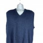 Janzen Mens XL Navy Blue Knit Sleeveless Sweater Vest Vintage V Neck Made In USA
