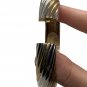 Gold & Silver-Toned Hinged Bangle Bracelet With Twisted Design