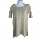 Eileen Fisher Womens XS Beige Knit Tunic Top Short Sleeves Casual Eileen Fisher Womens XS Beige Knit Tunic Top Short Sleeves Casual