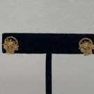 Gold-Tone Basket Floral Earrings With Secure Backs