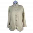 Denim & Co Womens XS Beige Button-Front Jacket Soft Cotton Blend High Neck