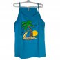 Jim Stevens Sax On The Beach Graphic Womens Tank Top Blue XL Sleeveless