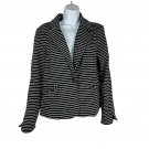 Covington Womens Black & White Striped Blazer Size L Lightweight