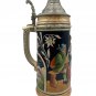 Vintage German Beer Stein Pewter Lid Bavarian Scene Handcrafted Ceramic Decor