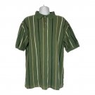 Harbor Bay Mens Green Striped Polo Shirt XL Cotton Casual Comfortable Top