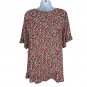 Destination Maternity Womens M Smocked Floral Top Flutter Sleeve Lightweight