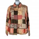 Multiples Womens Patchwork Button-Up Blouse Size M Rayon Blend Quilted Texture