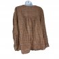 Jodifl Womens V Neck Blouse Size L Loose Fit Brown Checkered Plaid Long Sleeve