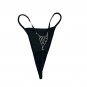 Sexy Black Thong With Rhinestone Straps Size S