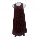 Adrienne Vittadini Burgundy Velvet Burnout Sleeveless Dress Womens Medium