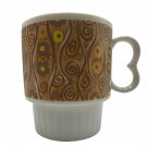 Vintage Stylecraft 1205 Ceramic Mug Japan Heart Handle Brown & Yellow Design Vintage Stylecraft 1205 Ceramic Mug Japan Heart Handle Brown & Yellow Design
