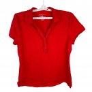Just My Size Womens Red Short Sleeve Polo Top 1X (16W) Cotton Button Down Casual