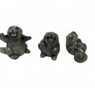 Handcrafted Ceramic Beaver Figurine Set Of Three Gray Black Textured Detailing Handcrafted Ceramic Beaver Figurine Set Of Three Gray Black Textured Detailing